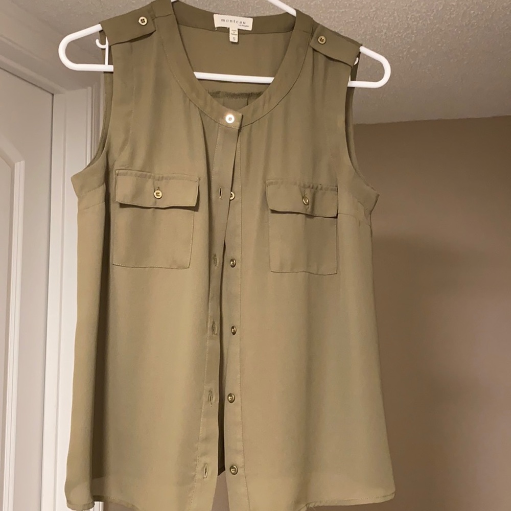 Chiffon olive green top